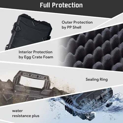 Vista 5 de AW 40"/53" Rifle Gun Case Hard Long Gun Case Portable Gun Cases For Rifles Waterproof Impact Resistance Explosion Resistance with TSA Padlock Valve