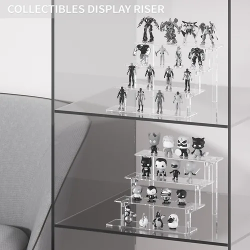 Vista 4 de Kcrystenia Perfume Organizer Stand, 4 Tier Display Riser Shelf Compatible with Funko POPs Amiibo Nendoroids, Clear Acrylic Risers Display Stand