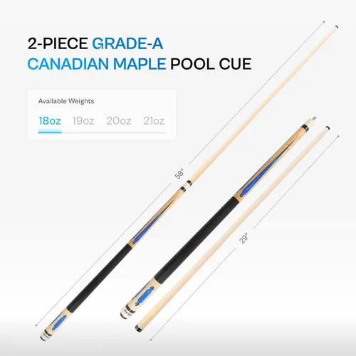 Vista 5 de PEARSON Cues League Series Pool Cue Stick Maple Wood Billiard Cue with Leather Grip, Stainless Steel Joint, Low-Deflection Shaft 18–21oz in