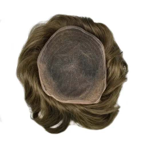 Vista 5 de Toupee - Pieza de cabello humano real para hombre, con encaje completo para hombre, sistema de reemplazo de cabello humano, unidades de cabello