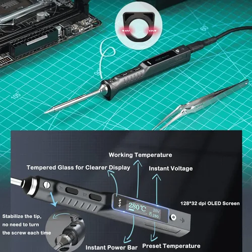 Vista 8 de TOOLSAGE TS101 Kit de soldador TS100 actualizado PD DC programable Mini estación portátil de soldadura de calor rápido con juego de puntas B2