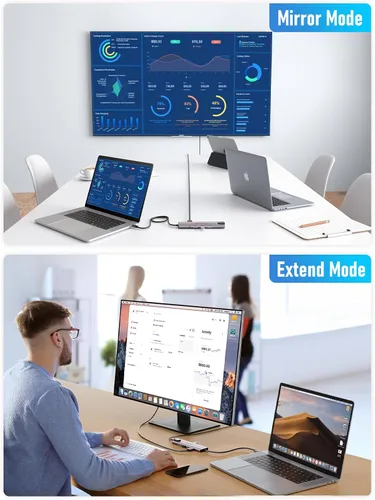 Vista 2 de Lemorele Adaptador multipuerto USB C Hub 10 en 1 para MacBook Pro con HDMI 4K 60Hz, Gigabit Ethernet, entrega de energía de 100 W, 2 puertos USB