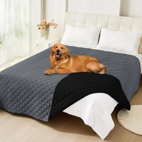 Vista 155 de Smiry Funda impermeable para cama de mascota, suave y lavable, para muebles, cama, sofá, reversible, a cuadros (30 x 53 pulgadas, color beige/beige)