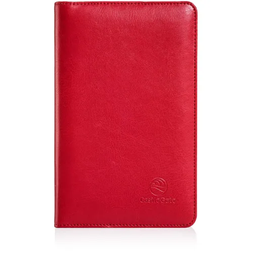 Vista 2 de Organizador de joyas de viaje compacto con cremallera completa para collares pulseras y anillos rojo