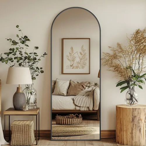 Vista 10 de Antok Espejo arqueado de longitud completa, de 71 x 32 pulgadas, sin vidrio, con soporte, de suelo, no empotrado, de pared, montado para dormitorio
