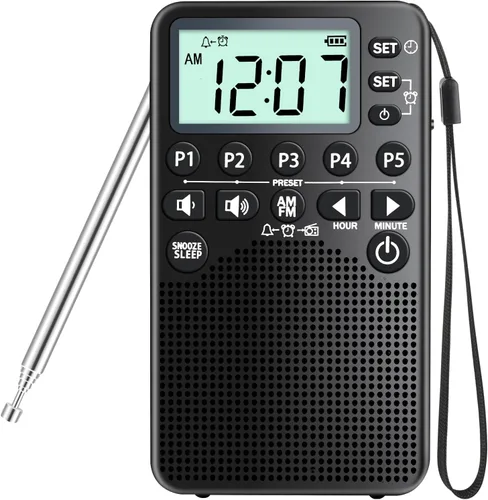Radio Portátil Operada con Pilas de Bolsillo AM/FM | Sintonización Digital, Altavoz Fuerte, Excelente Recepción | Radio Portátil de Emergencia y al