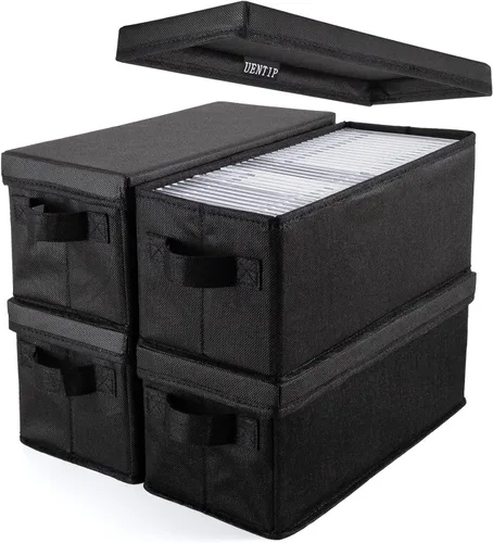 Vista 9 de UENTIP Cajas de almacenamiento para CD, paquete de 2 cajas de almacenamiento para DVD y CD con capacidad para 30 CD en estuches jewel completos, 60