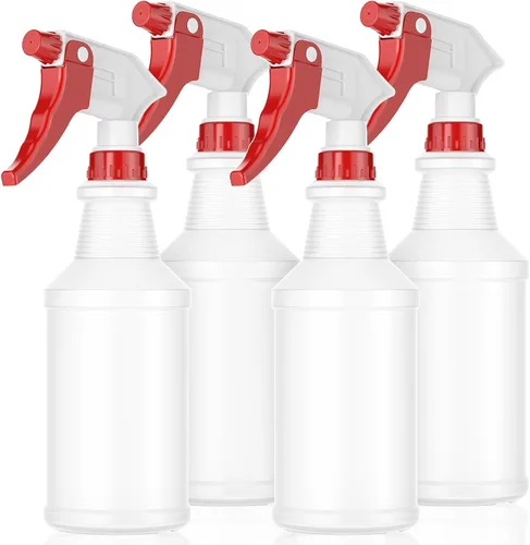 Vista 8 de LiBa Botellas pulverizadoras (paquete de 4, 16 onzas), botellas de spray vacías recargables para soluciones de limpieza, spray para el cabello