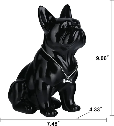 Vista 6 de suruim Colección de estatuas de bulldog francés de lujo, escultura de perro cromada dorada/plateada, estatua decorativa de perro para decoración