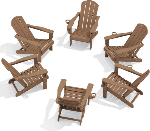 Vista 35 de SERWALL Silla Adirondack plegable ajustable, silla Adirondack reclinable con portavasos, Aruba