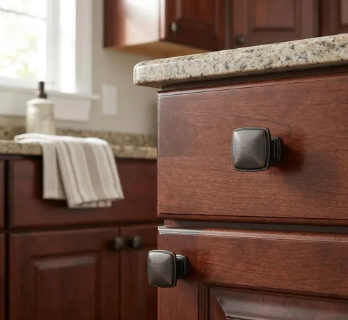 Cosmas 4391ORB - Paquete de 10 pomos modernos de bronce aceitado para gabinete, cuadrado de 1-1/4 pulgadas