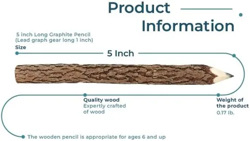 Vista 5 de BSIRI - Lápiz de madera de grafito, árbol de madera rústica, lápices de abedul de 12 decoraciones de leñador para acampar, artículos de fiesta