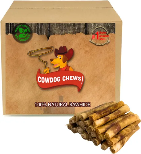 Vista 7 de Cowdog Chews Rollo de piel cruda de 5 a 6 pulgadas – Golosina para masticar perros, 100% natural – de origen natural de ganado alimentado con pasto