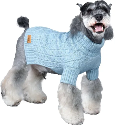 Vista 14 de KYEESE Suéteres para perros pequeños, suéter para mascotas con bloques de color macho, suéter para mascotas con hilo mullido, suéter de punto