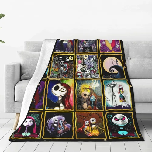 Vista 3 de Halloween Cartoon Throw Blanket Soft Lightweight Cozy Warm Fleece Blanket for Chair Couch Sofa Bed Sleeping Blanket Christmas Blankets for All