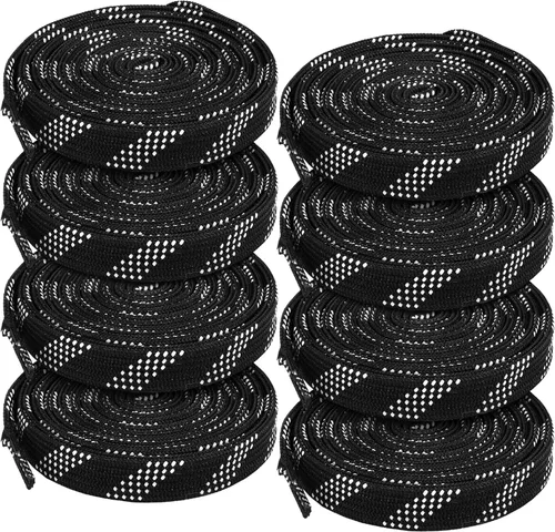 Yingzhao 4 pares de cordones encerados de hockey para patinaje de hockey de 108 pulgadas, correa de encaje ancha para patinaje sobre hielo Negro