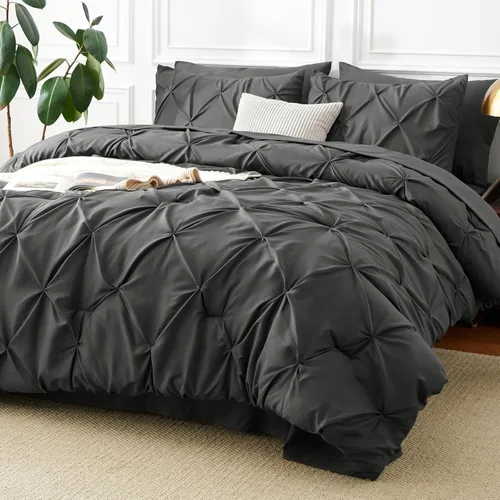 Vista 14 de CozyLux - Juego de edredón tamaño individual con sábanas Beige, 5 piezas, ropa de cama en una bolsa con pinzas, juego de cama tamaño individual