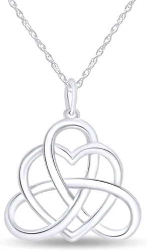 Vista 7 de Collar con colgante de corazón de nudo celta de triángulo irlandés para mujer rosa-dorado-plateado