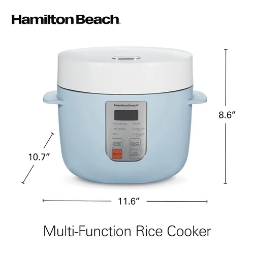Vista 8 de Hamilton Beach Arrocera Digital Programable y Vaporera de Alimentos, 12 Tazas Cocidas (6 Sin Cocinar), con Funciones de Cocción Lenta y Huevo Azul