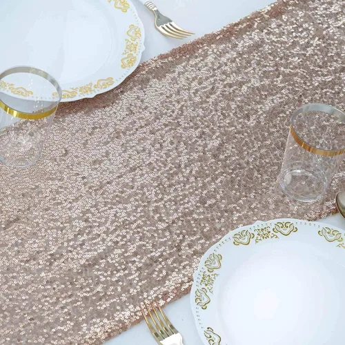 Vista 16 de Efavormart - Camino de mesa de lentejuelas negras de alta calidad para bodas, fiestas de cumpleaños, banquetes, decoración, ajuste rectangular