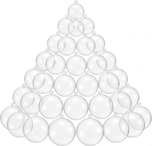 Kingrol Paquete de 50 bolas de plástico transparente rellenables para Navidad, boda, fiesta, decoración del hogar, suministros de arte y