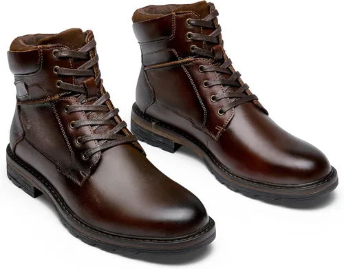Vista 4 de Jousen Botas de cuero casuales para hombre, botas de vestir Chukka de moda para hombre