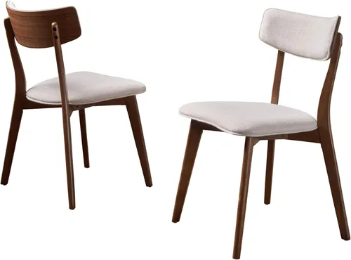 Vista 12 de GDFStudio Chazz Mid-Century - Juego de 2 sillas de comedor con marco de mediados de siglo, juego de 2 piezas, gris oscuro y acabado de nogal natural