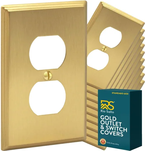 Vista 17 de Rio Salto BRASS Deco Collection - Placa de pared ciega de metal dorado de tamaño estándar, cubierta de salida resistente a la corrosión