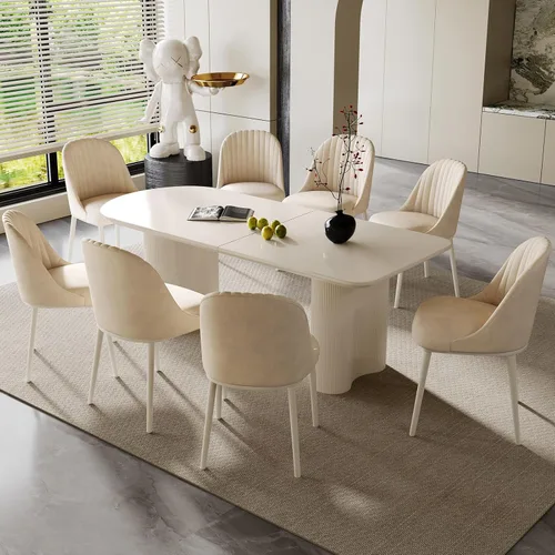 Vista 22 de Mesa de comedor de 55.11 pulgadas para 4-6 personas, mesa de comedor rectangular, mesas de comedor modernas para cocina, sala de estar, mesas