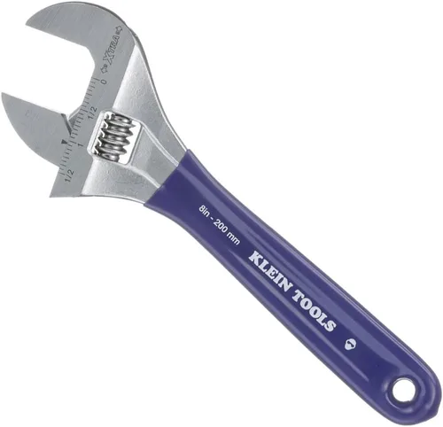 Vista 14 de Klein Tools D509-8 Llave ajustable, llave de transmisión forjada de mandíbula extra ancha con acabado cromado pulido, 8 pulgadas