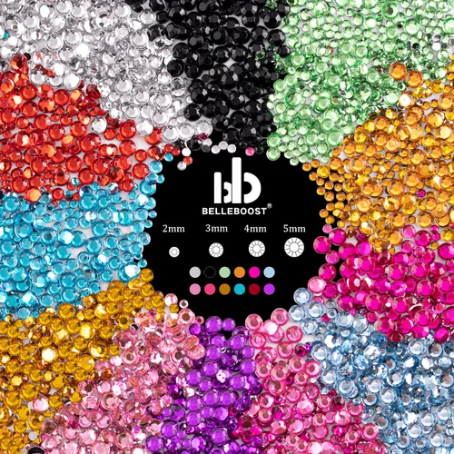 Vista 2 de Kits de diamantes de imitación de espalda plana, diamantes de imitación coloridos+gemas de cristal AB con pegamento de secado rápido+lápiz