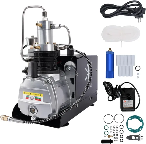 TUXING Pcp Compresor de aire, 4500Psi/30Mpa/300Bar Compresor de Buceo, Compresor eléctrico de presión ajustable con agua/ventilador Sistema de