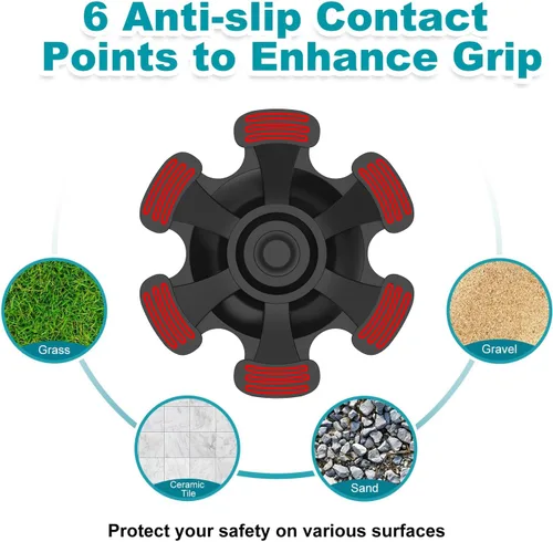 Vista 4 de MFE Cane Tip - Rubber Feet Pad for Walking Cane Self Standing - Heavy Duty Stable 6-Prong Replacement Base for Folding Walking Stick End Cap, 5/8