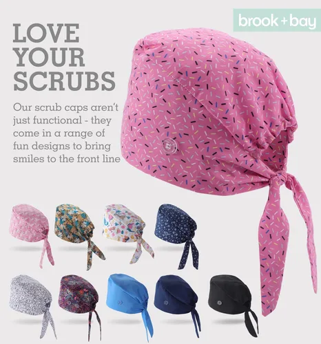 Vista 4 de Gorras quirúrgicas para mujeres y hombres - Gorras de cirujano - Gorras quirúrgicas con botones, gorro quirúrgico - Gorro de cirujano - Gorras