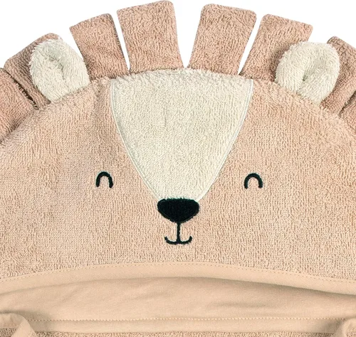 Vista 5 de Gerber Baby - Juego de 4 piezas de toalla con capucha y toallitas con personajes de animales, León Marrón, talla única