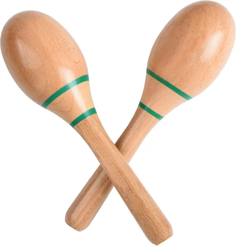 2 piezas de maracas de madera para niños y adultos, instrumento musical de maracas de madera