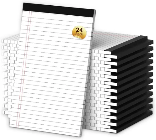 Bloc de notas legales de 5 x 8 pulgadas, paquete de 24 blocs de notas pequeños, bloc de notas de papel rayado, bloc de notas perforado a rayas
