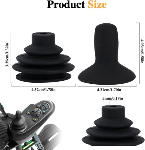 Vista 2 de 2 piezas de perilla y polaina para silla de ruedas eléctrica, silla de ruedas negra, ayuda a la movilidad, accesorios para sillas de ruedas