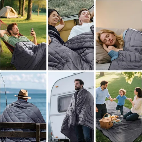 Vista 4 de 1TG Tactical 3M Thinsulate - Manta aislante para campamento, plegable, ligera colcha de campamento con caja para pies, cremallera, manta de dormir