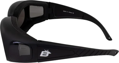Vista 5 de Birdz Gafas de golondrina de espuma acolchada para motocicleta, 2 pares, marco negro, lente transparente/humo