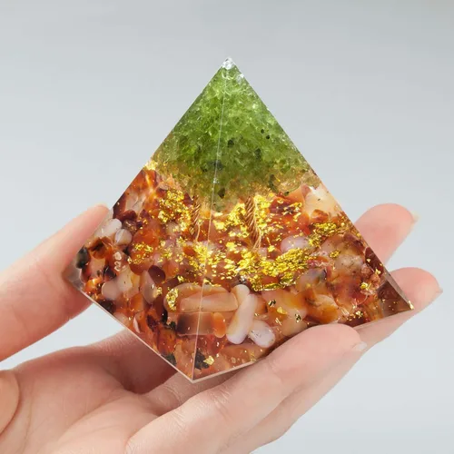 Vista 3 de Amogeeli Árbol de la Vida Energía Pirámide Generador para Protección, Orgone Crystal Pirámide para Decoración del Hogar