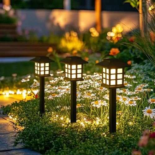 Vista 9 de GIGALUMI Luces solares para exteriores, paquete de 6 luces solares LED impermeables para exteriores, luces solares para pasarela que mantienen 10