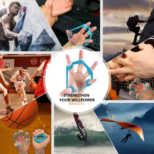 Vista 7 de Fortalecedor de agarre de mano y estirador de dedos, ejercitador de agarre de dedos, entrenamiento de agarre de antebrazo para escalar, baloncesto