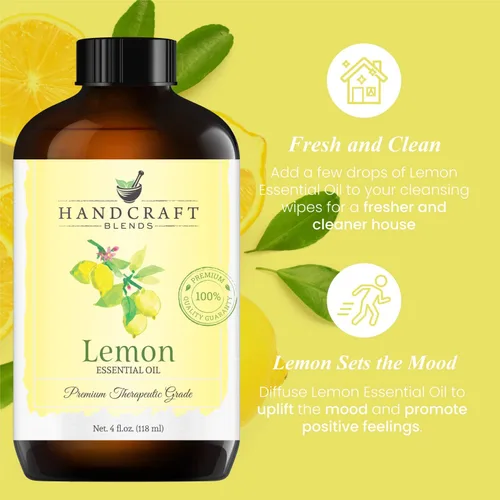 Vista 6 de Handcraft Blends Lemon Essential Oil and Lemongrass Essential Oil Set – Huge 4 Fl. Oz – 100% Pure and Natural Essential Oils – Premium Therapeutic