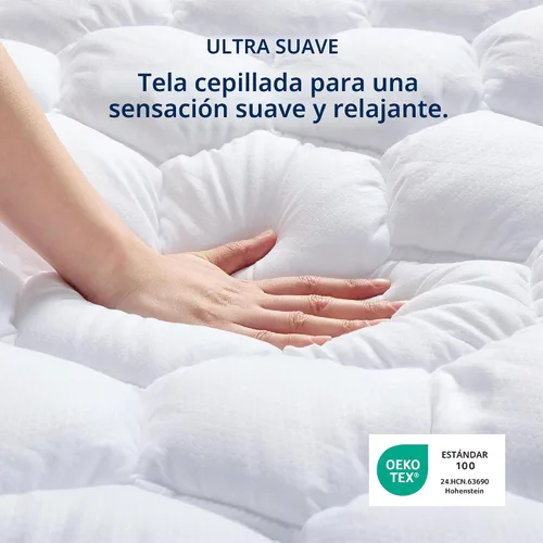 Vista 2 de Bedsure Protector de colchón Twin XL - Cubrecolchón suave para elementos esenciales de dormitorio universitario, protector de cama acolchado Blanco