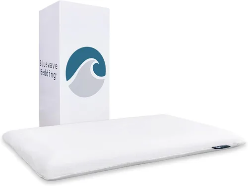Vista 13 de Bluewave Bedding Almohada de espuma viscoelástica de gel ultra delgada para personas que duermen boca abajo y espalda, diseño delgado y plano