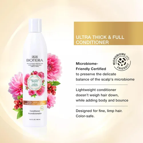 Vista 2 de Biotera Ultra Thick & Full Volumizing Conditioner Increases Volume to Fine, Limp Hair Microbiome Friendly Vegan & Animal Test Free Paraben