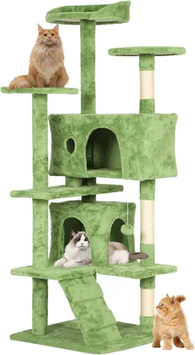 Vista 28 de BestPet Torre para Gatos de 36" Beige Torre Resistente para Gatos de Múltiples Niveles con Casita de Felpa, Percha Acogedora, Postes