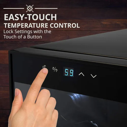 Vista 8 de Ivation Refrigerador de vino con compresor de 12 botellas con cerradura, refrigerador de bodega independiente grande, 41f-64f con control de Negro