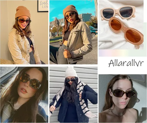 Vista 2 de Allarallvr Gafas de sol retro ovaladas para mujer estilo de diseñador de inspiración vintage gafas de sol de sol AR82023